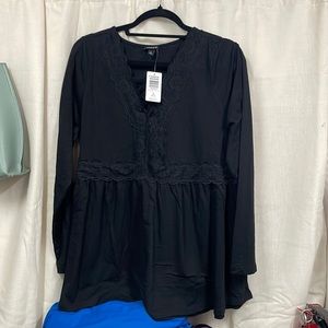 Torrid, Super Soft baby doll top, black , size 2